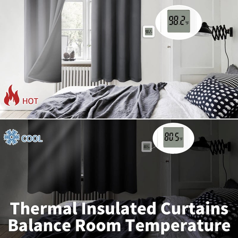 BGment Dark Grey Blackout Curtains for Bedroom - Black Out Curtains 63 Inch Long Thermal Insulated Grommet Total Room Darkening Window Drapes for Living Room, 2 Panels, 42 x 63 Inch - Image 4